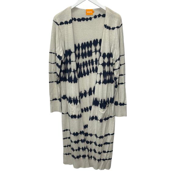 WISPR Long Open Front Cardigan Sweater Duster Gray Blue Size L Silk Blend - Picture 1 of 7